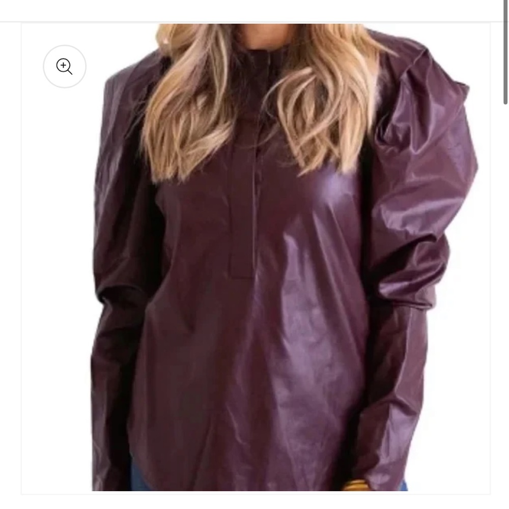 NWOT Karlie Pleather Burgundy Puff Sleeve Top